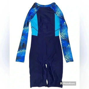 Ecupper one piece rash guard zip up swimsuit  wetsuit sz M
